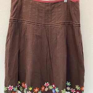 Boden Vintage Courdory A-Line Skirt with Colorful Floral Embroidery